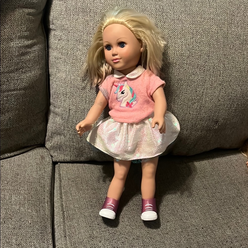 Pink and White Unicorn Doll